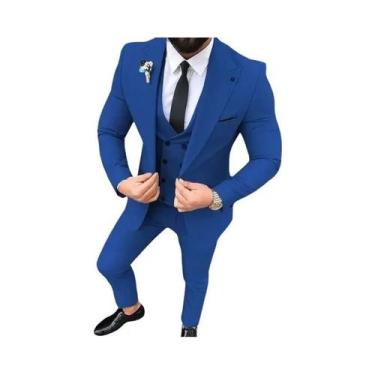 Imagem de Terno Slim Fit Masculino De 3 Peças Com Lapela Pontiaguda De Um Botão,
