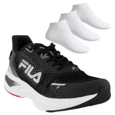 Imagem de Kit Tênis Fila Racer Marker Masculino + 3 Pares de Meias, Preto, 42