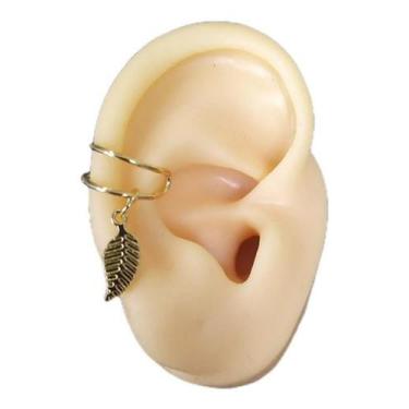 Imagem de Piercing Argola Orelha Falso Fake Dourado Folha - De Castro Joias