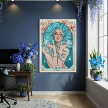Imagem de Quadro Decor Mulher De Aquário 70X50Cm Mold Preta - Quadros On-Line