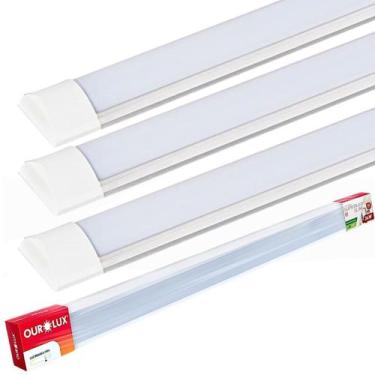 Imagem de Kit 3 Luminárias LED Slim 100cm 36W 6500K Bivolt Economica - Ourolux, 