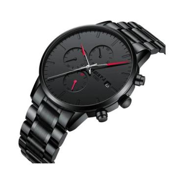 Imagem de Relógio Cronógrafo Masculino Com Mostrador Preto NIBOSI, Relógio De Pu