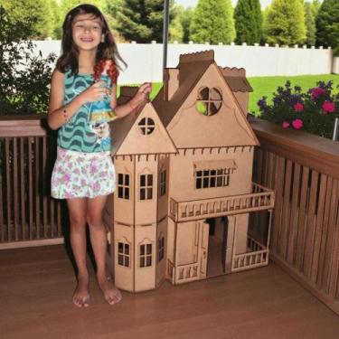 Imagem de Casinha Estilo Mansão Boneca 120 Cm Altura Mdf Emily Natural - Darama