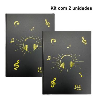Imagem de Pasta Catálogo Tamanho A4 c/ estampa de música - 20 sacos plásticos (k