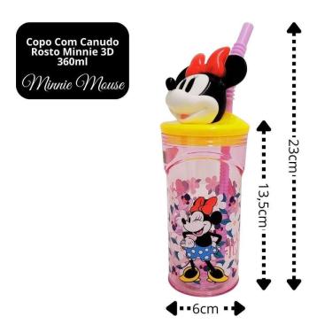 Imagem de Kit Lancheira Infantil Minnie Disney 5 Peças Pote Com Tampa, Copo 3d E Talheres
