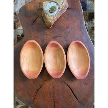 Imagem de Petisqueira Kit 03 Artesanal Gamela Travessa Tigela Em Madeira - Rústi