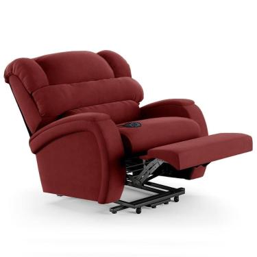 Imagem de Poltrona Do Papai Reclinável Kalie Elevação Lift Elétrico Fh9 Veludo Vermelho - Mpozenato