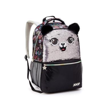 Imagem de Mochila Costas G Paete Pelucia Panda Coala Gato Seanite - Paetê Pelúci