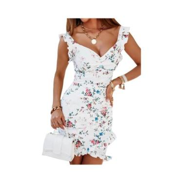 Imagem de Vestido Feminino Sem Mangas Com Decote Em V E Babados, Estampa Floral 