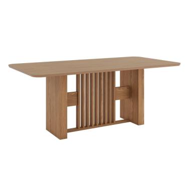 Imagem de Mesa Vivian 200cm Canto Arredondado com Vidro Marrom