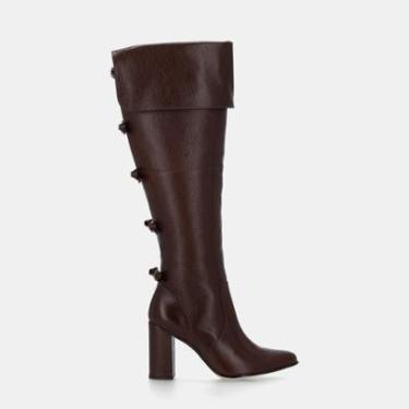 Imagem de Bota Preto Over The Knee Couro Luz da Lua - 56515700-Feminino
