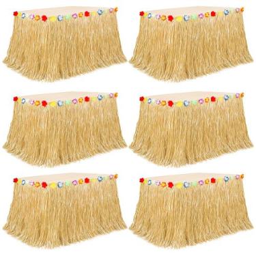 Imagem de Saia de mesa de grama havaiana Huskein, 6 peças, 274x75 cm, dourada