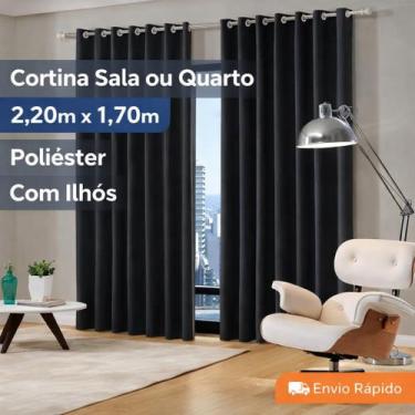 Imagem de Cortina Sala Quarto Poliéster 2,20 x 1,70 Com Ilhós Moderna - GABY ENX