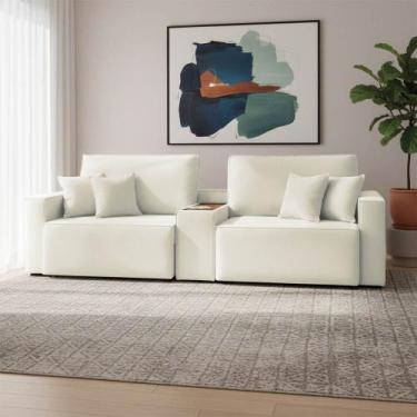 Imagem de Sofá 3 Lugares Reclinável 192cm Modulado Console USB Benedict Boucle K