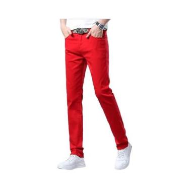 Imagem de Calças Jeans Masculinas Ajustadas E Retas, Confortáveis E Elásticas, E