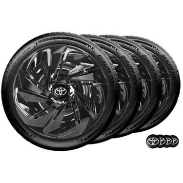 Imagem de Jogo 4 Calota Aro 13 Nitro Preta Toyota Etios Corolla - Elitte