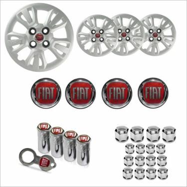 Imagem de Jogo Calota Aro 14 Uno Way 2011 2012 Fiat + Emblema Resinado + Tampa V