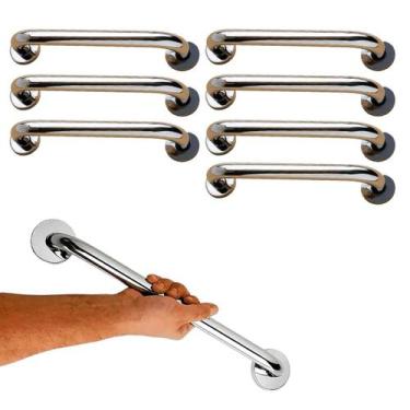 Imagem de Barra de Apoio 30cm Kit 7 Inox Banho Corrimao Box Idoso Gestante Supor