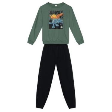 Imagem de Conjunto infantil em moletom peluciado de dino Brandili-Masculino