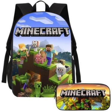 Imagem de Kit Mochila e Estojo Escolar Minecraft Volta as Aulas - Genérica