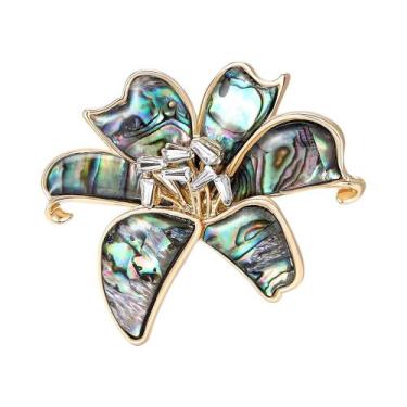 Imagem de Broches De Flor Em Concha Unissex Femininos: Lindos Pins De Plantas Pa