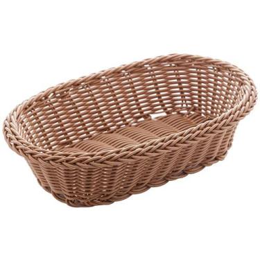 Imagem de Cesta oval de plástico trançado Rattan Lyor 24x17x7