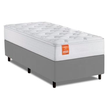 Imagem de Cama Box Colchão Solteiro Molas Ensacadas Real 88x188x65cm Branco / Cinza Inducol - Sup...