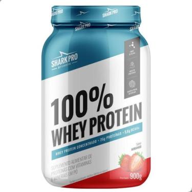 Imagem de 100% Whey Protein Concentrado 900g Shark Pro, Morango