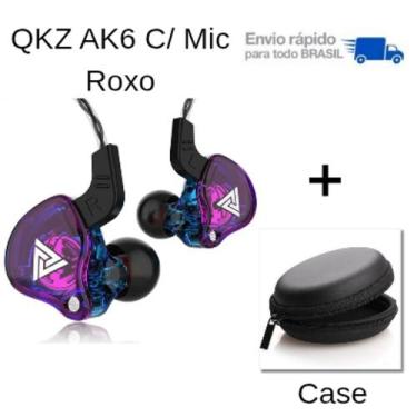 Imagem de Fone de Ouvido com Fio Original com Microfone (Qkz Ak6), Roxo + Case