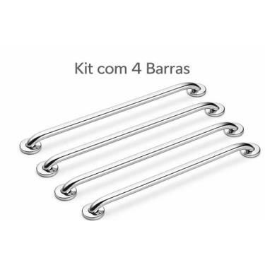Imagem de Barra de Apoio Banheiro Inox 80cm Anticorrosiva NBR 9050 Idoso Gestant
