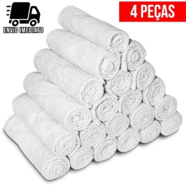 Imagem de Kit 4 Toalha de Rosto Branca para Salão Profissional Cabeleireiro Barb
