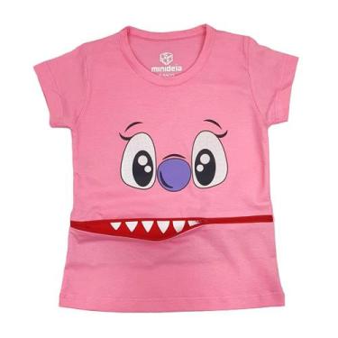 Imagem de Blusa Infantil Fantasia Rosa Nariz Lilás Zíper Abre Boca Carnaval Mini