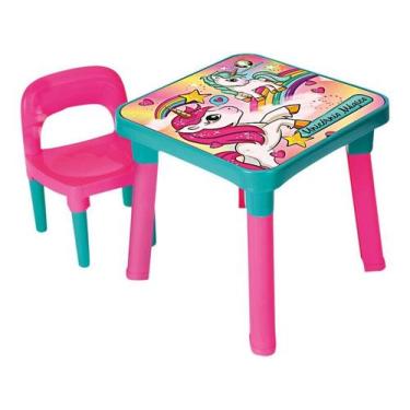 Imagem de Mesa com Cadeira Infantil Unicórnio Mágico - Monte Líbano 1 Lugar, Ver