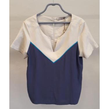 Imagem de Blusa tricolor - Cori, Azul, Cru, 42