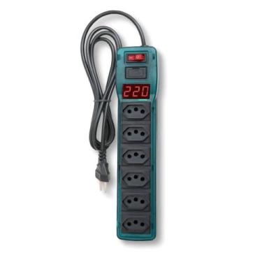Imagem de Filtro de Linha Powe Line 6T Azul com Voltímetro Digital Bivolt 2200VA
