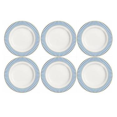 Imagem de Conjunto 6 Pratos Sobremesa Ester Azul Cerâmica - Corona