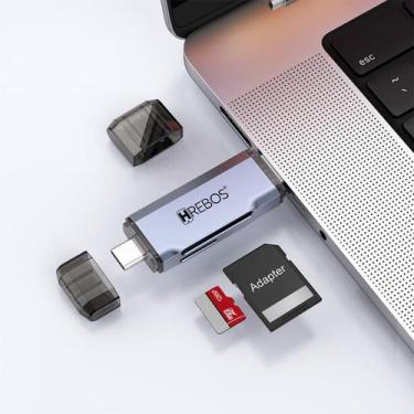 Imagem de Leitor de Cartão SD e Micro SD Hrebos Premium IF-244 USB-A 3.0 + USB-C