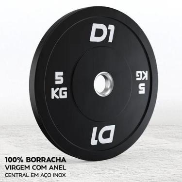 Imagem de Anilha Olímpica Bumper Preta Cross Training 5kg - D1Fitness