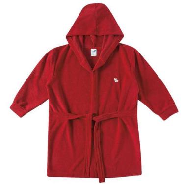 Imagem de Roupão Infantil Atoalhado com Capuz  Vermelho Tip Top, 10