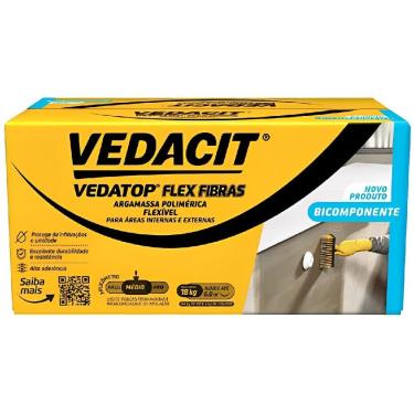 Imagem de Argamassa Impermeabilizante Vedatop Flex Fibras Bicomponente 18kg Cinza Vedacit
