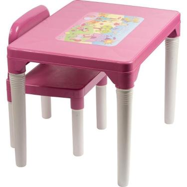 Imagem de Mesa Infantil com Cadeira Princesas Design com Tema de Princesas Leve e Desmontável Rosa Styll Baby