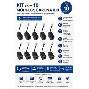 Imagem de Kit 10 Módulos Carona RJ9 para Headset Telemarketing Treinamento Call 