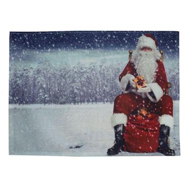 Imagem de Jogo Americano Estampa Natalina Papai Noel 4 Pecas Decoracao Mesa de Natal Algodao Vermelho