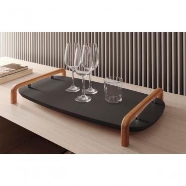 Imagem de Bandeja Decorativa Barcelona em MDF com Detalhe em Aço Carbono Laca Preto Lar Flex Móveis