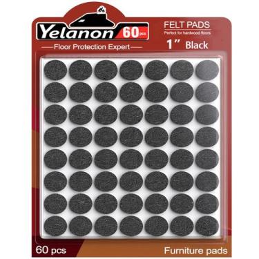 Imagem de Protetores de feltro para móveis Yelanon 60 un. 2,5 cm preto