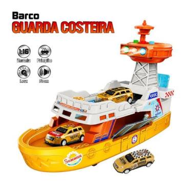 Imagem de Barco Guarda Costeira com 3 Carrinhos Fricção Som e Luz - DM Toys, Ama