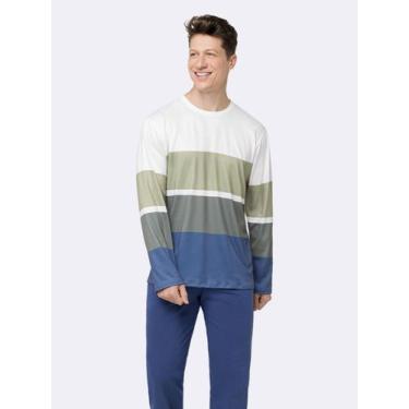 Imagem de Pijama Manga Longa Masculino Linear - Veggi, Azul, M, Masculino