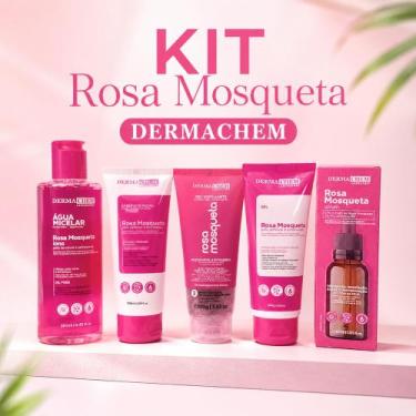 Imagem de Kit Dermachem Rosa Mosqueta 5 Produtos Limpeza Facial Pele Sensível e 