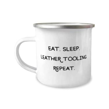 Imagem de Presentes de couro brilhante para ferramentas, comer. Sleep. Ferramentas de couro. Repeat, caneca divertida de 355 ml para amigos de