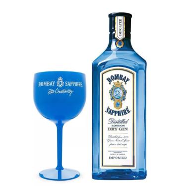 Imagem de Kit Gin Bombay Sapphire 750ml + Taça de Acrílico 570ml